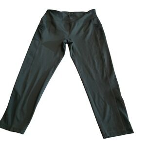 ebb & flow Womens High Waisted Athletic Leggings Green Pockets Mesh XL